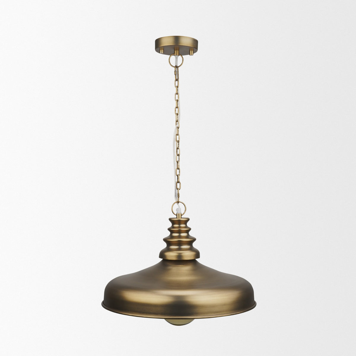 Keller Wide Antiqued Brass Metal 1-Light Pendant-Pendant Lighting-DECOROLALA
