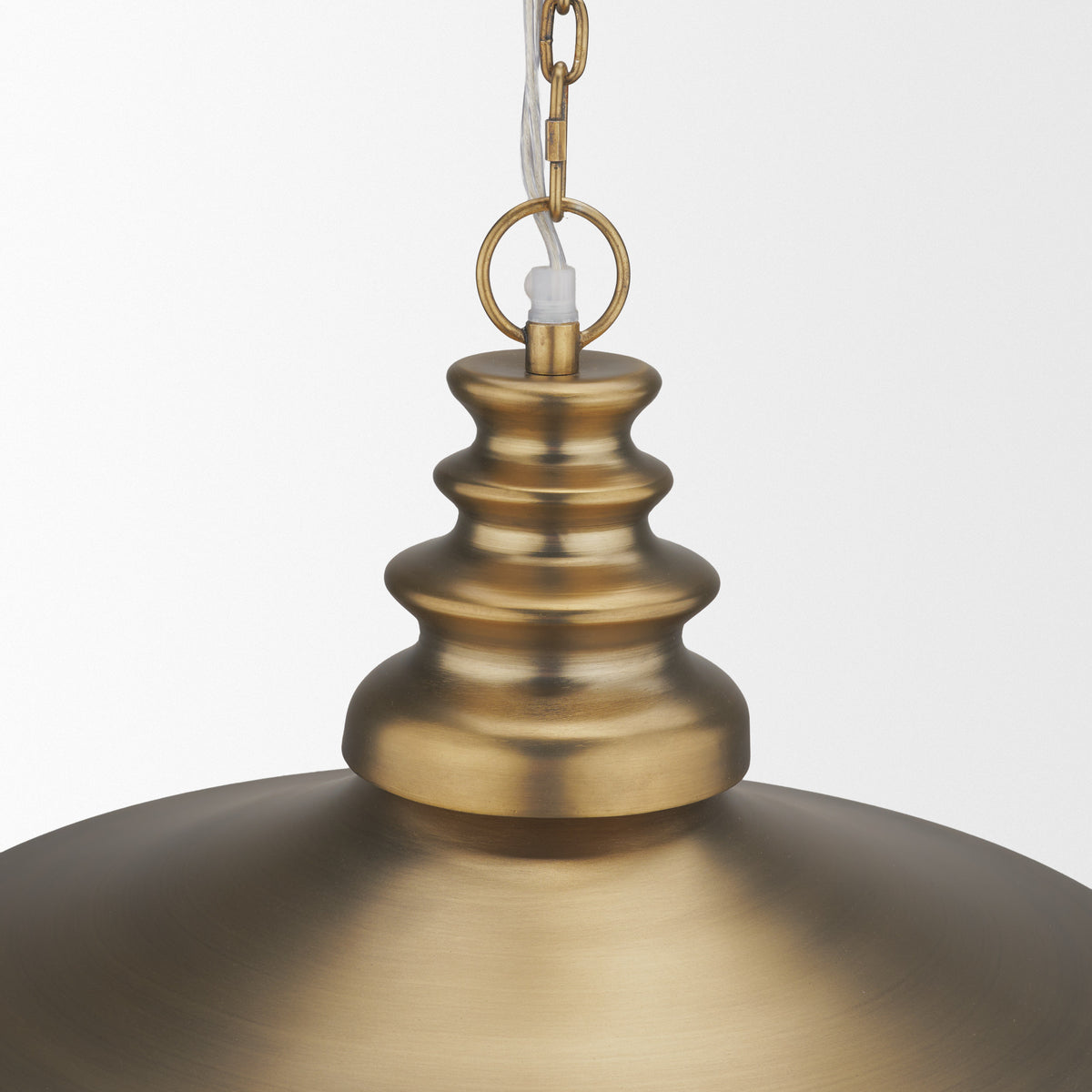 Keller Wide Antiqued Brass Metal 1-Light Pendant-Pendant Lighting-DECOROLALA