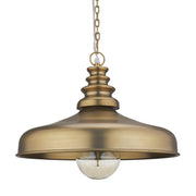 Keller Wide Antiqued Brass Metal 1-Light Pendant-Pendant Lighting-DECOROLALA