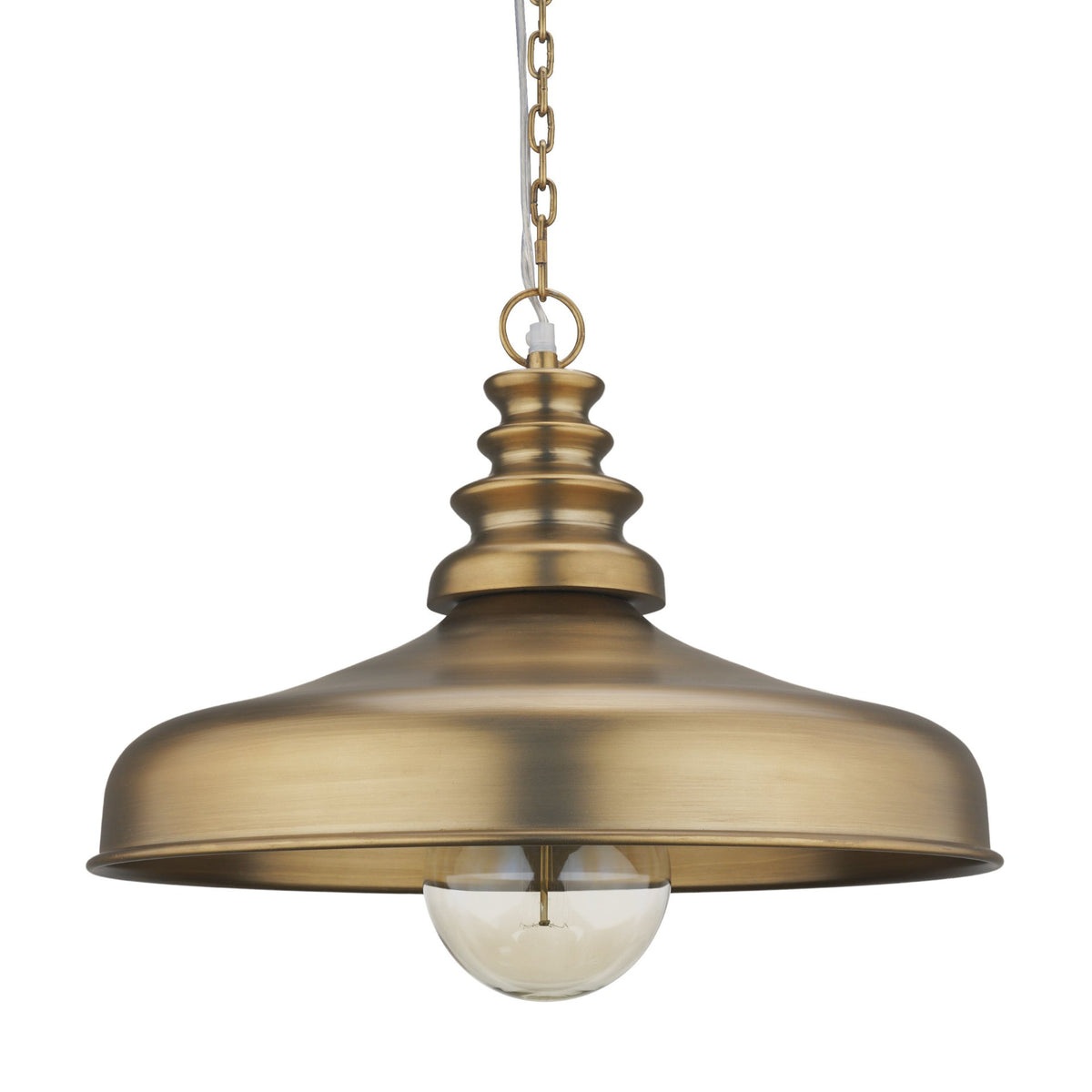 Keller Wide Antiqued Brass Metal 1-Light Pendant-Pendant Lighting-DECOROLALA