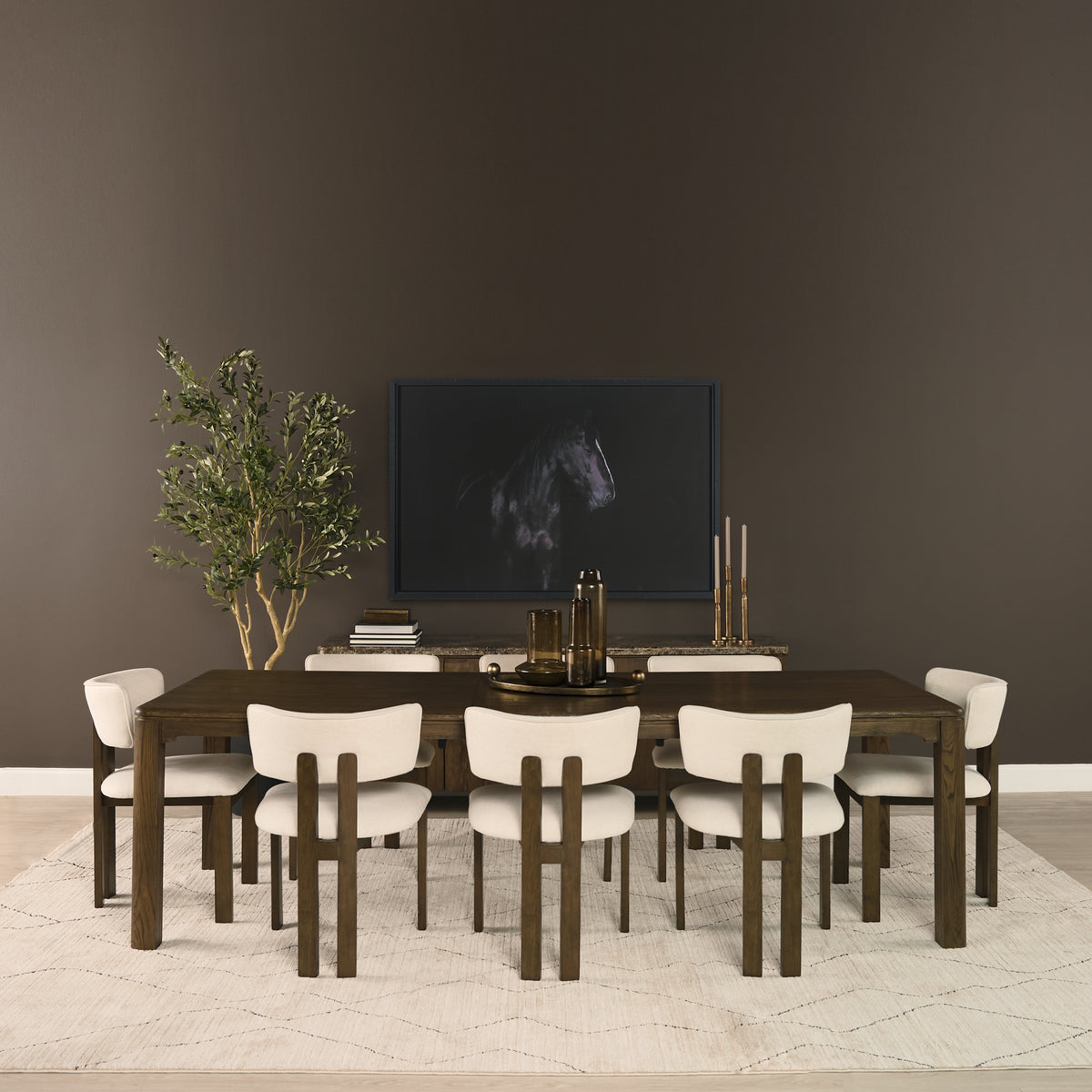 Kendrix 104"L x 42"W Rectangular Extendable Dining Table | Modern | Dark Brown Wood | Seats 10-Dining Tables-DECOROLALA