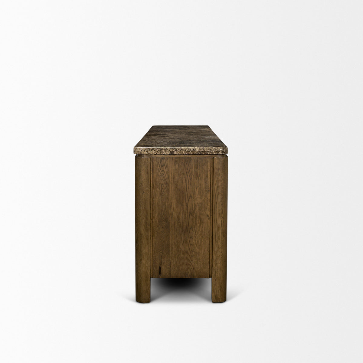 Kendrix Dark Brown Oak Wood Cappuccino Marble 4 Door Closed Sideboard-Sideboards & Buffets-DECOROLALA