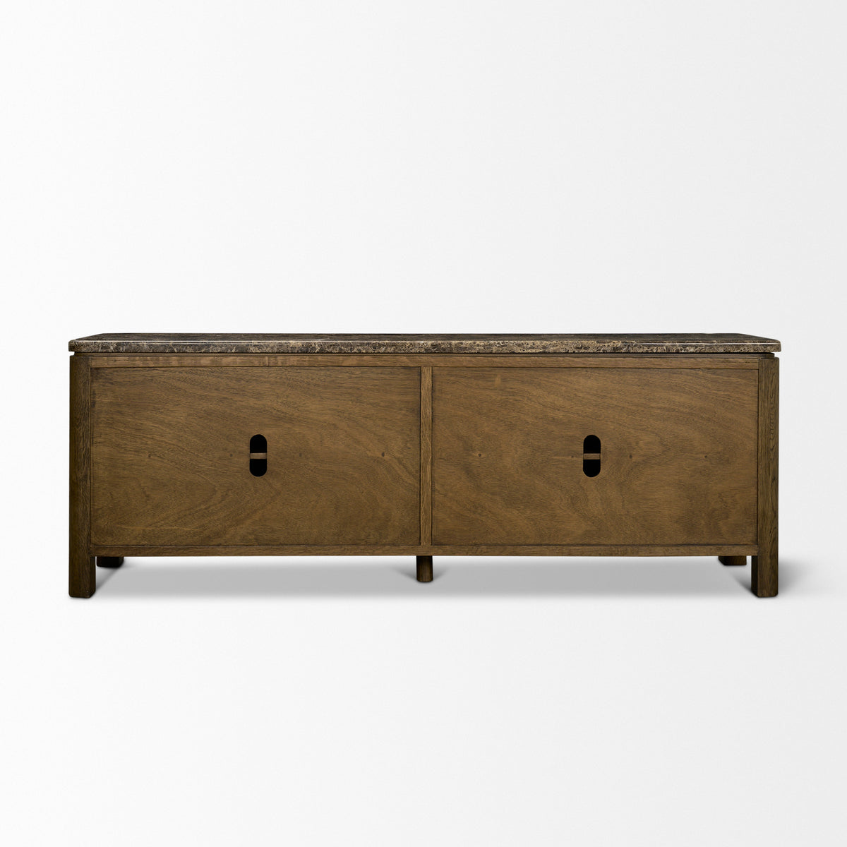 Kendrix Dark Brown Oak Wood Cappuccino Marble 4 Door Closed Sideboard-Sideboards & Buffets-DECOROLALA