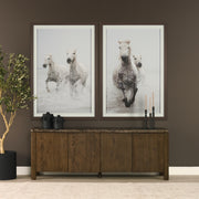Kendrix Dark Brown Oak Wood Cappuccino Marble 4 Door Closed Sideboard-Sideboards & Buffets-DECOROLALA