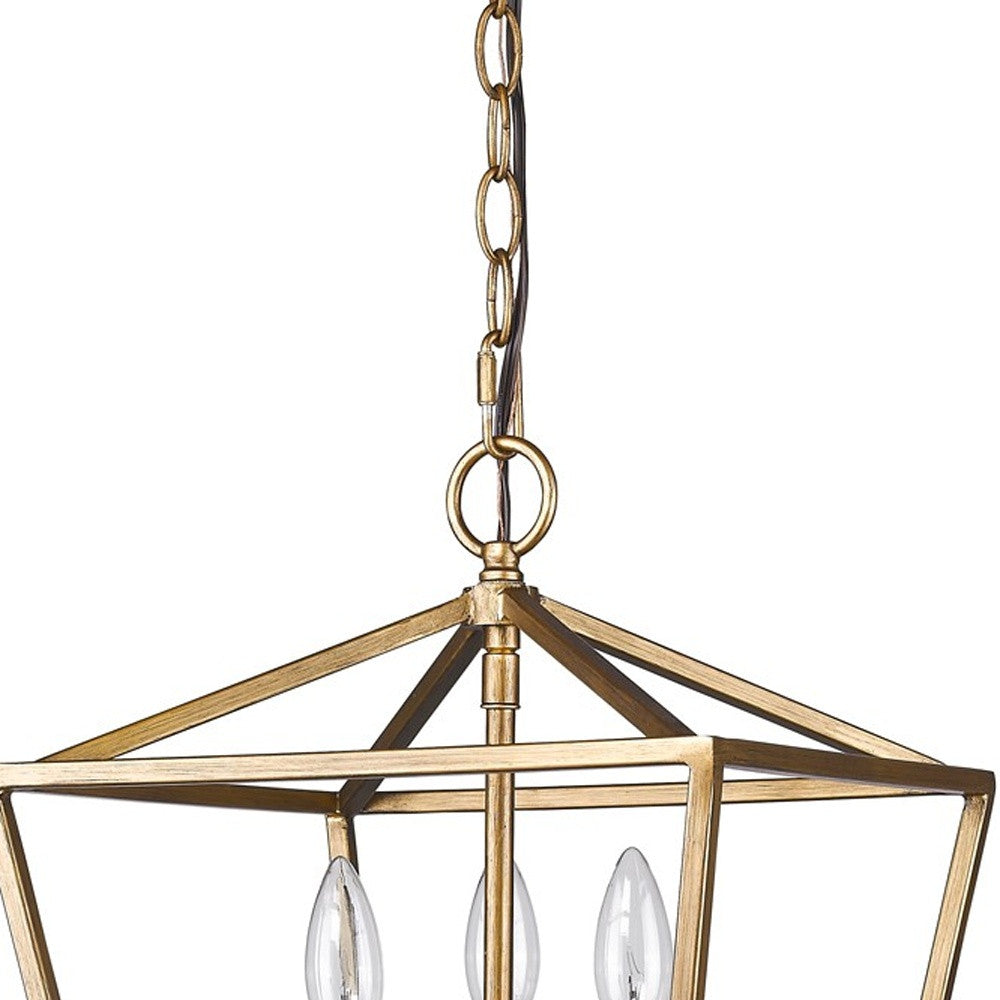 Kennedy 3-Light Antique Gold Pendant With Crystal Bobeches-Pendants-Hanging Lights-DECOROLALA
