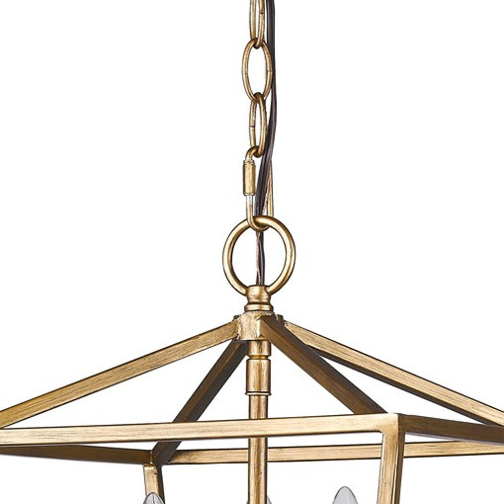 Kennedy 3-Light Antique Gold Pendant With Crystal Bobeches-Pendants-Hanging Lights-DECOROLALA