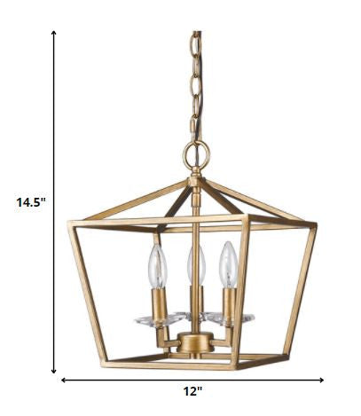 Kennedy 3-Light Antique Gold Pendant With Crystal Bobeches-Pendants-Hanging Lights-DECOROLALA