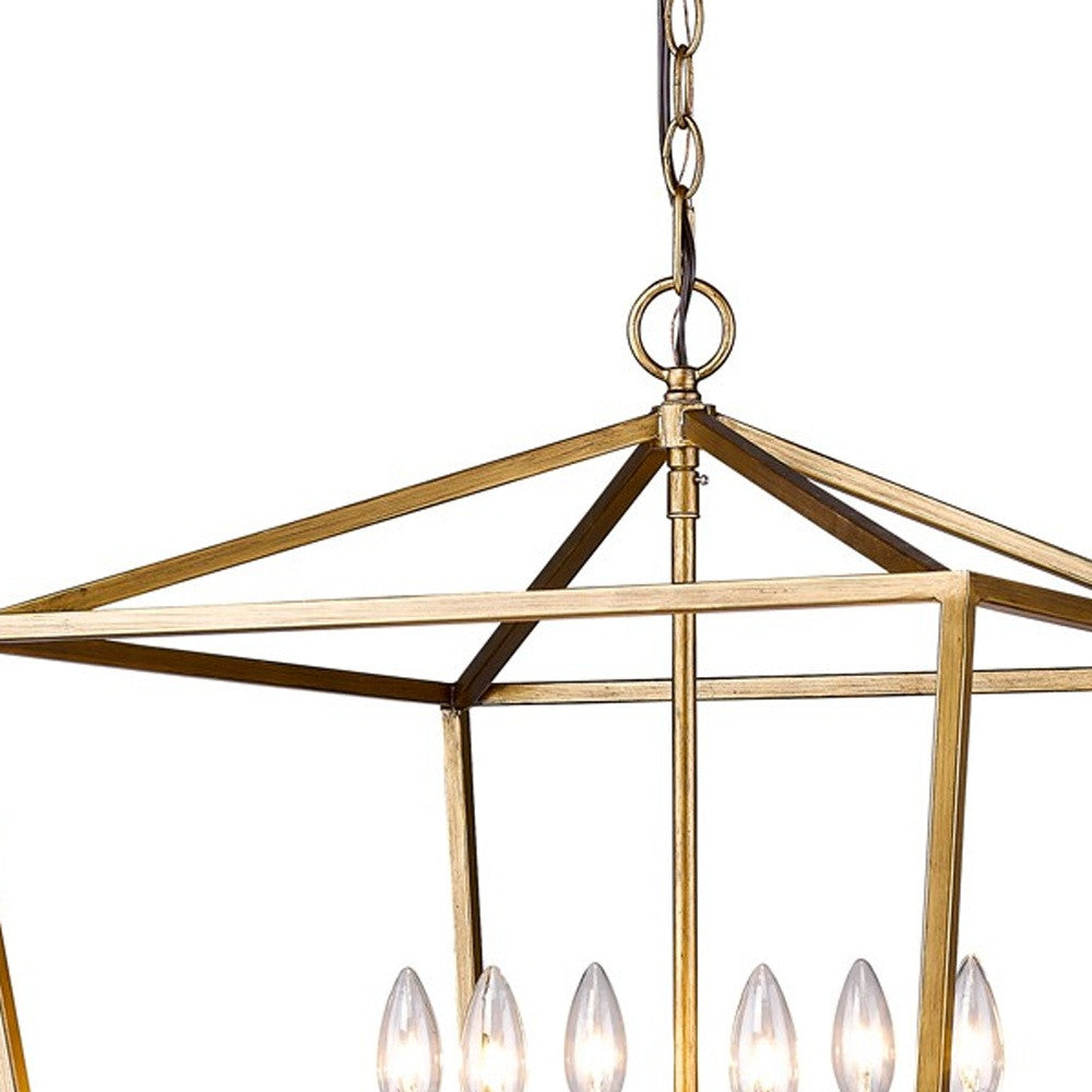 Kennedy 6-Light Antique Gold Foyer Pendant With Crystal Bobeches-Pendants-Hanging Lights-DECOROLALA