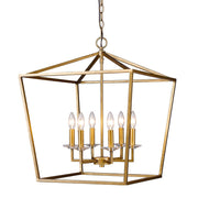Kennedy 6-Light Antique Gold Foyer Pendant With Crystal Bobeches-Pendants-Hanging Lights-DECOROLALA