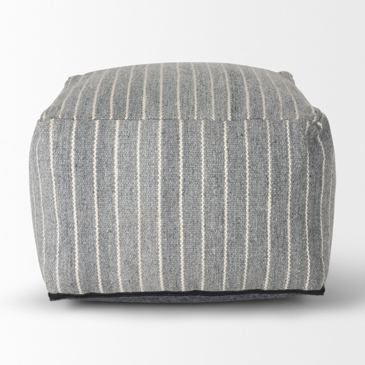 Kensie Large Blue Striped Pouf-Poufs-DECOROLALA