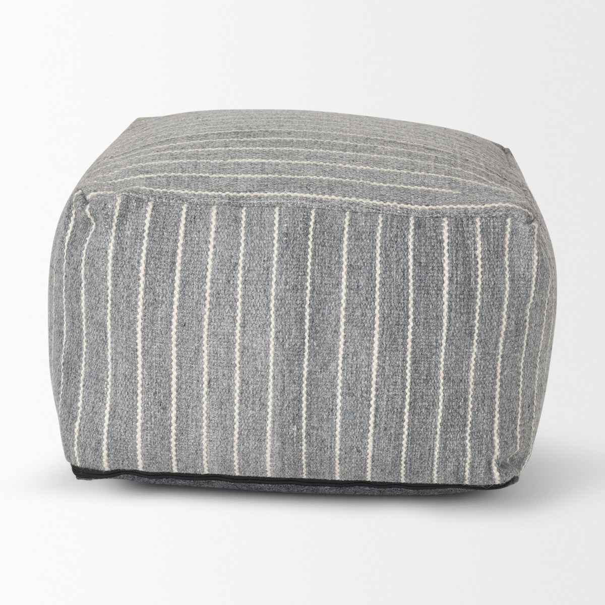 Kensie Large Blue Striped Pouf-Poufs-DECOROLALA