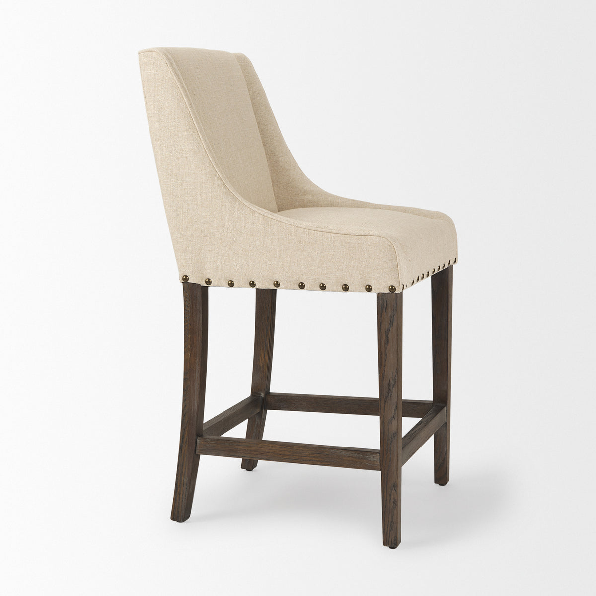 Kensington 27.5" Seat Height Fabric Seat Brown Wood Frame Counter Stool-Bar Stools-DECOROLALA