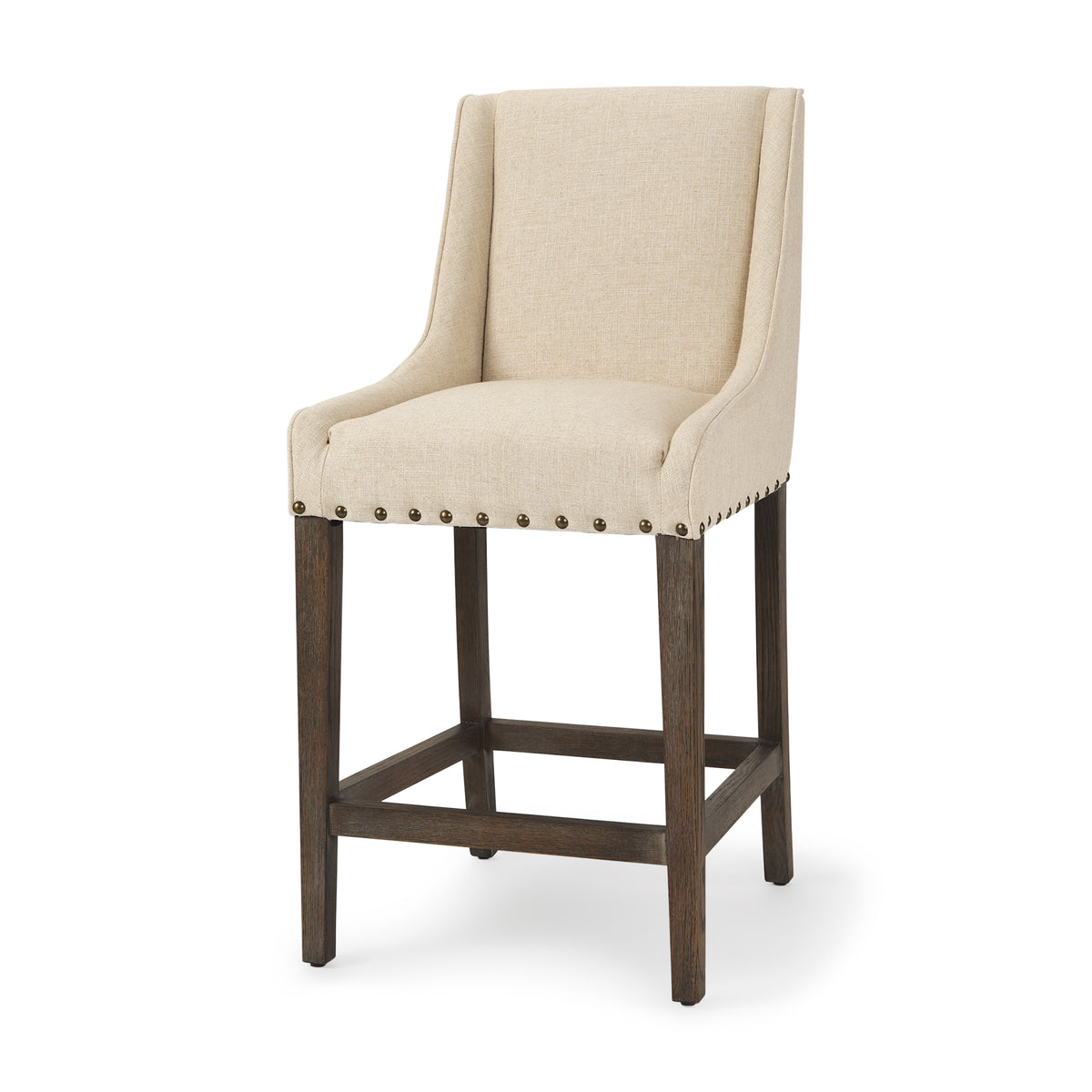 Kensington 27.5" Seat Height Fabric Seat Brown Wood Frame Counter Stool-Bar Stools-DECOROLALA