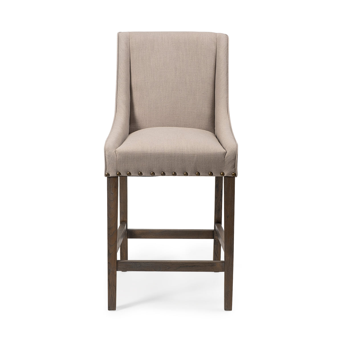 Kensington 27.5" Seat Height Fabric Seat Brown Wood Frame Counter Stool-Bar Stools-DECOROLALA