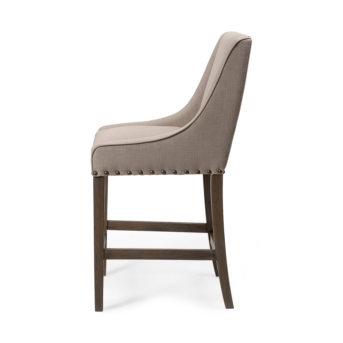 Kensington 27.5" Seat Height Fabric Seat Brown Wood Frame Counter Stool-Bar Stools-DECOROLALA