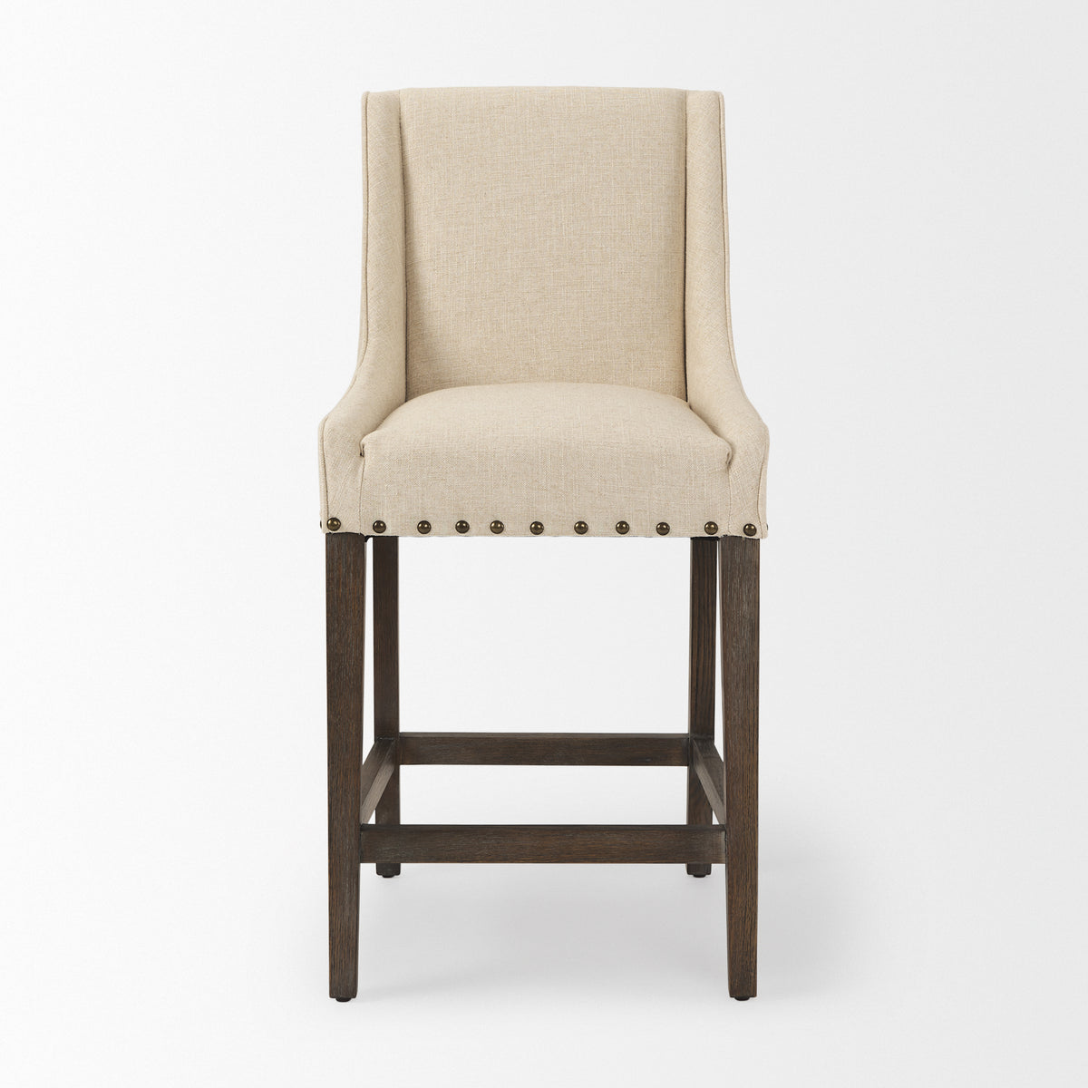 Kensington 27.5" Seat Height Fabric Seat Brown Wood Frame Counter Stool-Bar Stools-DECOROLALA