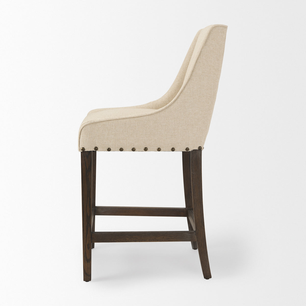 Kensington 27.5" Seat Height Fabric Seat Brown Wood Frame Counter Stool-Bar Stools-DECOROLALA
