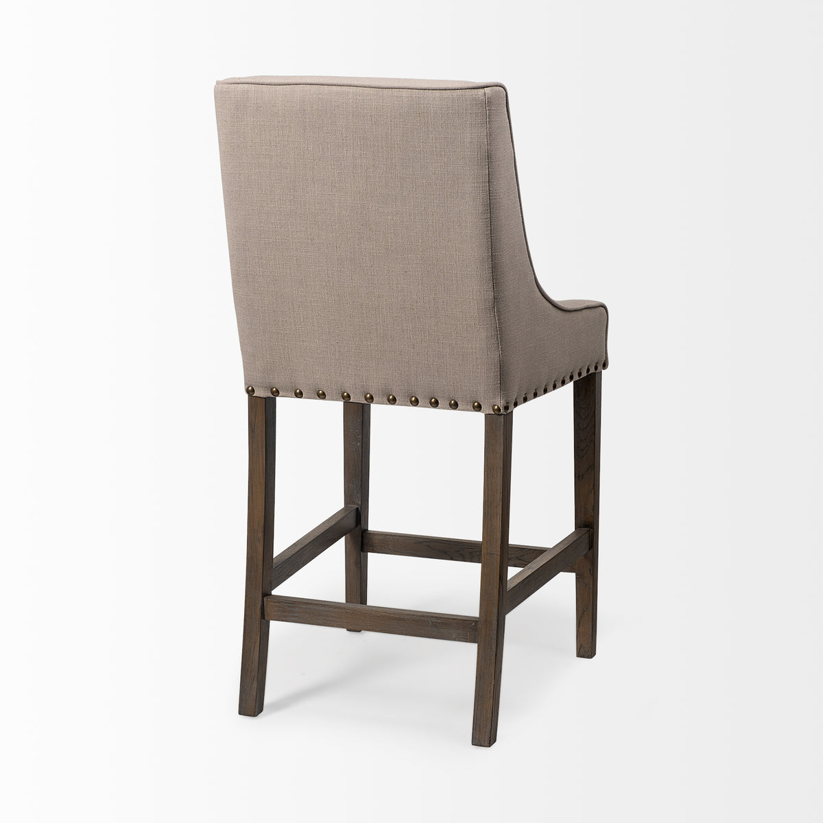 Kensington 27.5" Seat Height Fabric Seat Brown Wood Frame Counter Stool-Bar Stools-DECOROLALA