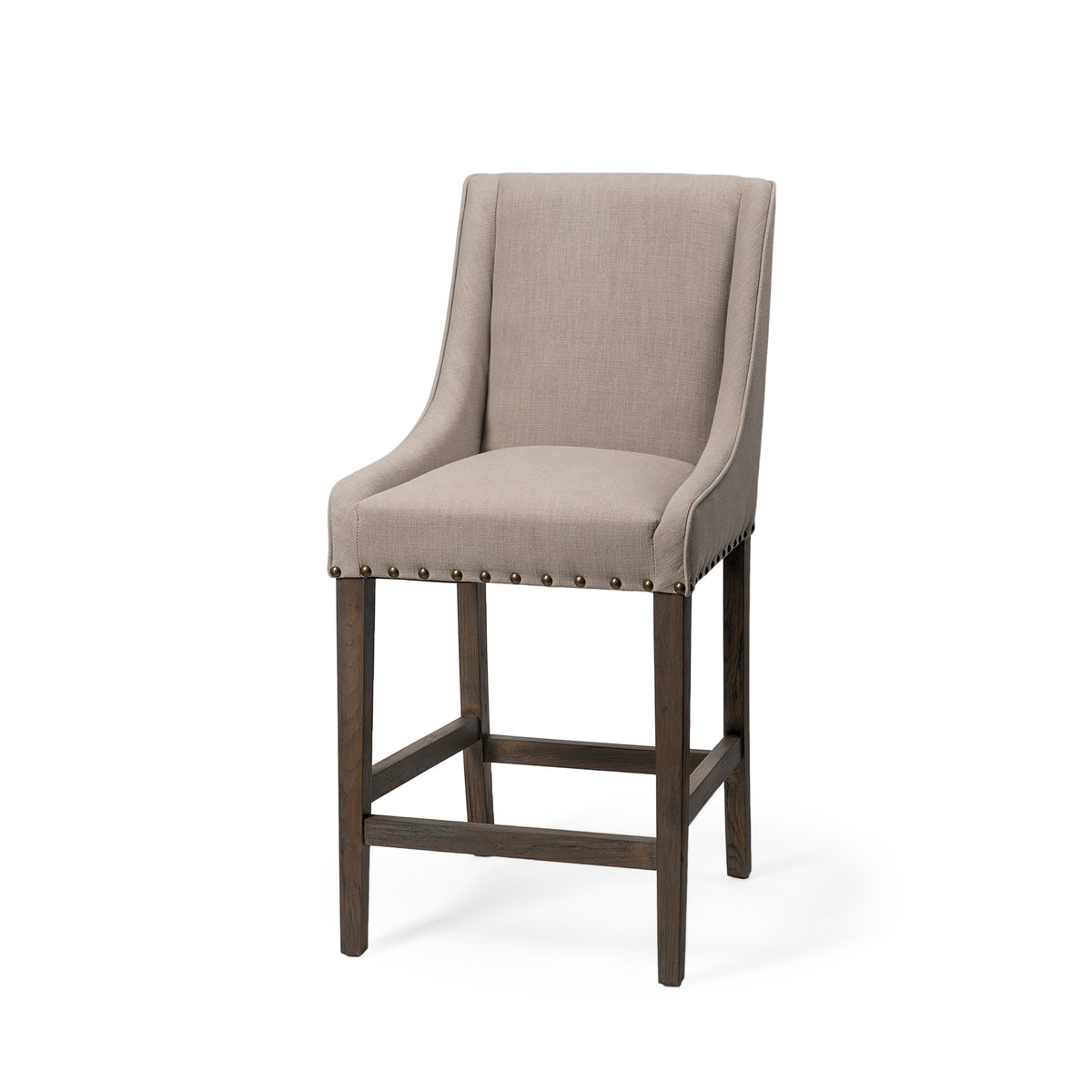 Kensington 27.5" Seat Height Fabric Seat Brown Wood Frame Counter Stool-Bar Stools-DECOROLALA