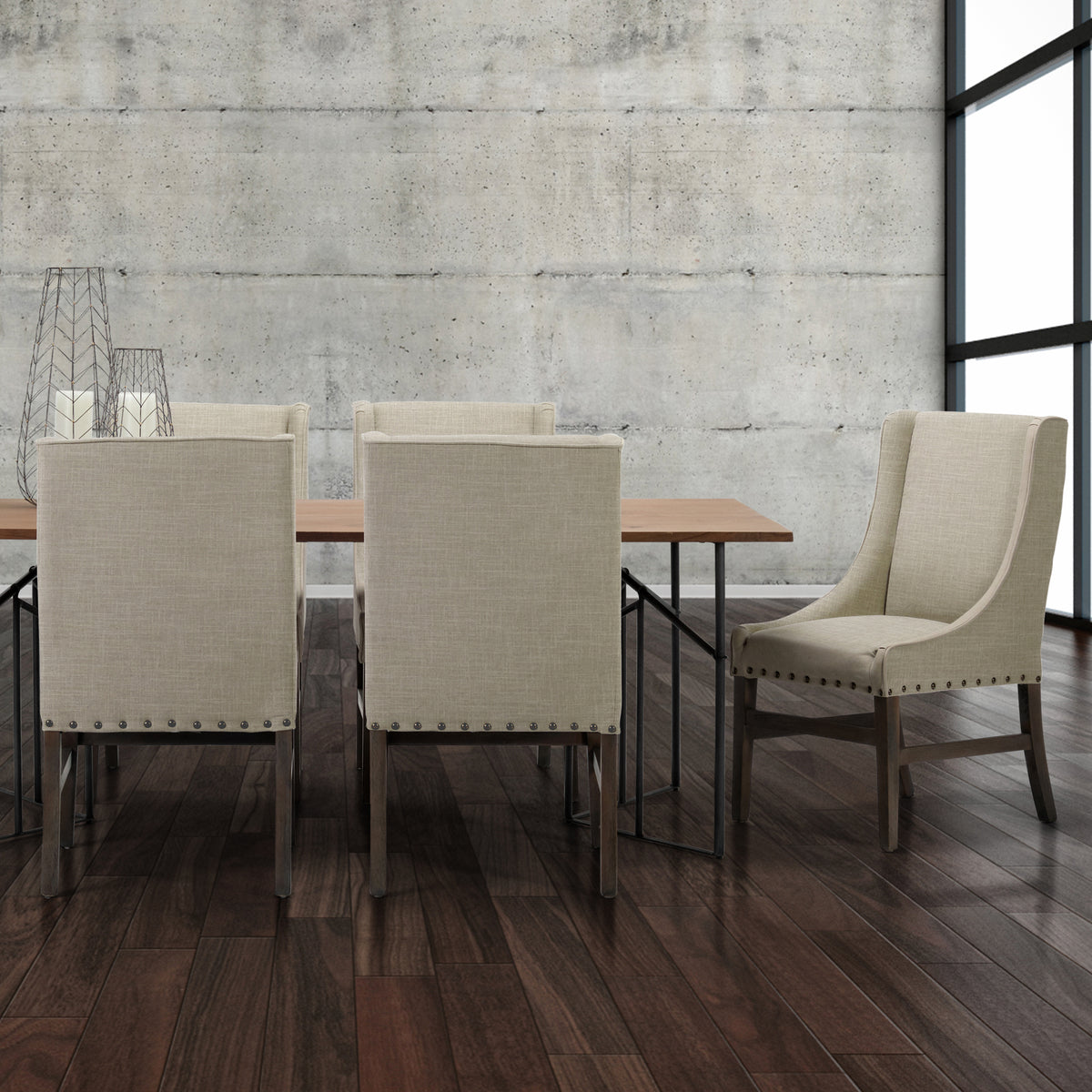 Kensington High-Back Dining Side Chair | Fabric w/ Wood-Dining Chairs-DECOROLALA