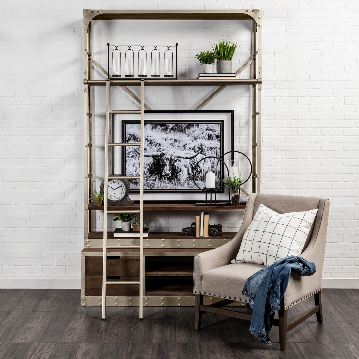 Kensington Linen Fabric and Wood Accent Chair-Accent Chairs-DECOROLALA