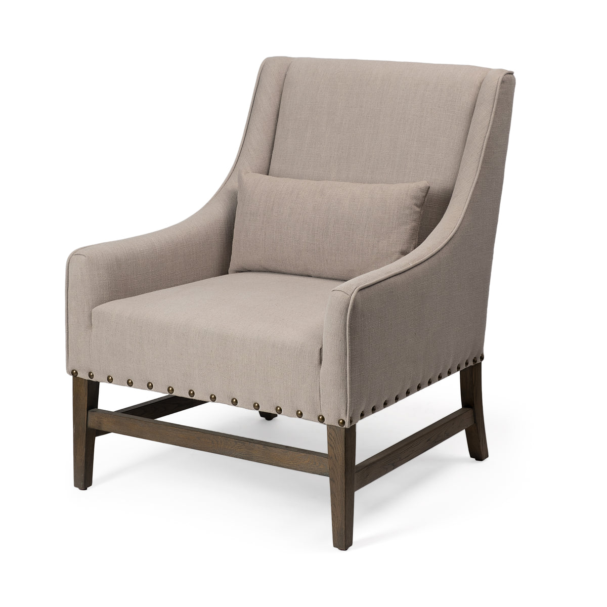 Kensington Linen Fabric and Wood Accent Chair-Accent Chairs-DECOROLALA