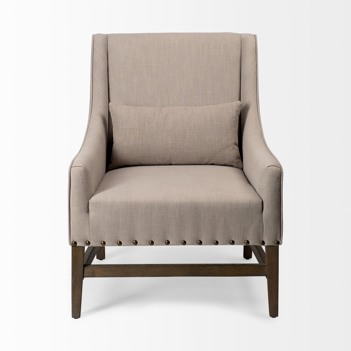 Kensington Linen Fabric and Wood Accent Chair-Accent Chairs-DECOROLALA