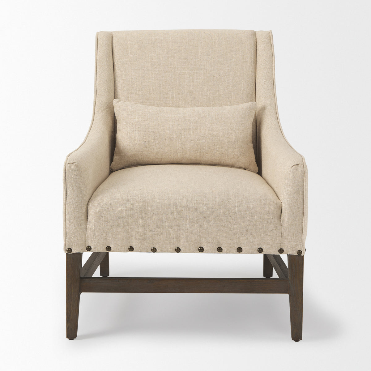 Kensington Linen Fabric and Wood Accent Chair-Accent Chairs-DECOROLALA