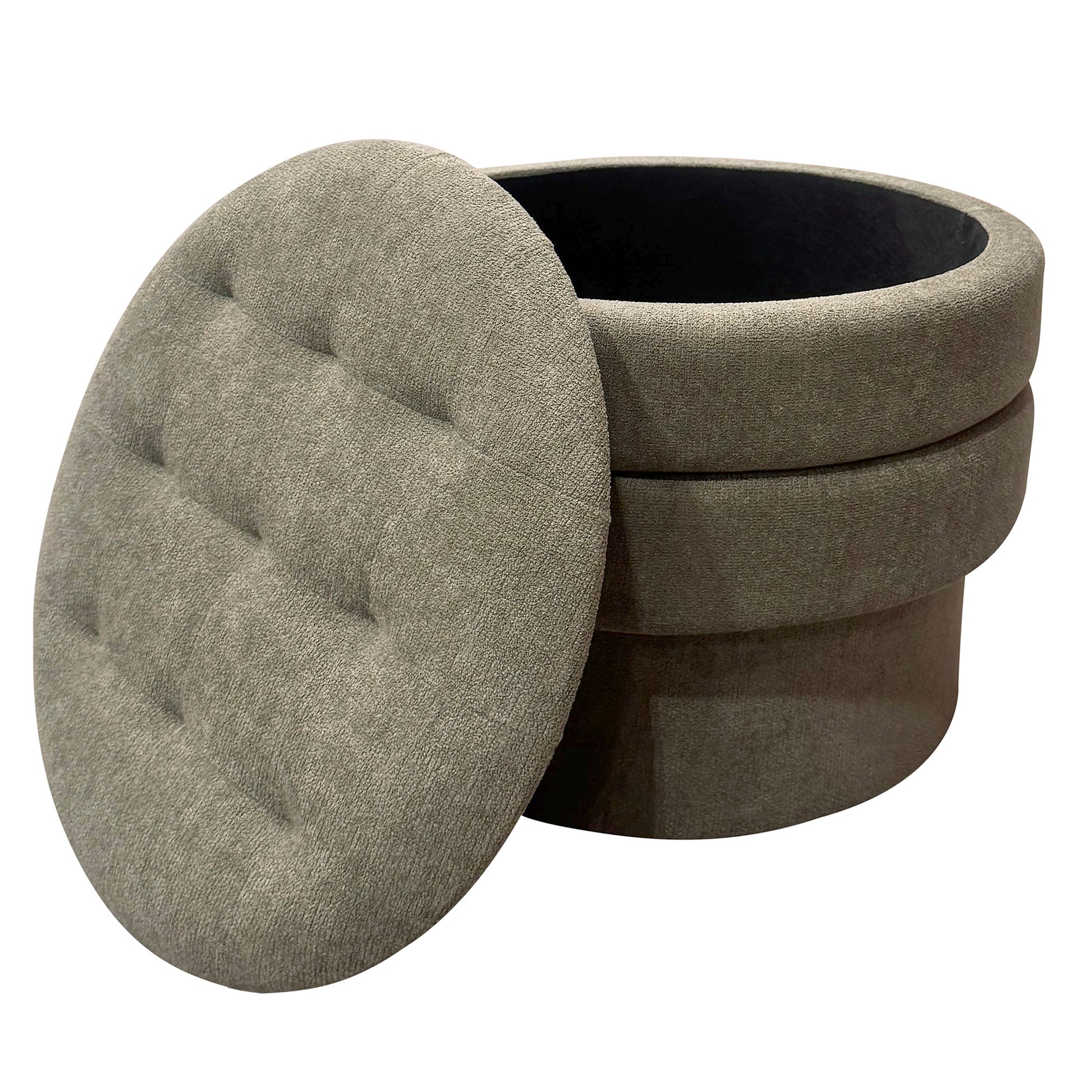 Kepler Round Storage Ottoman - Moss Green Side Table Lid-DECOROLALA