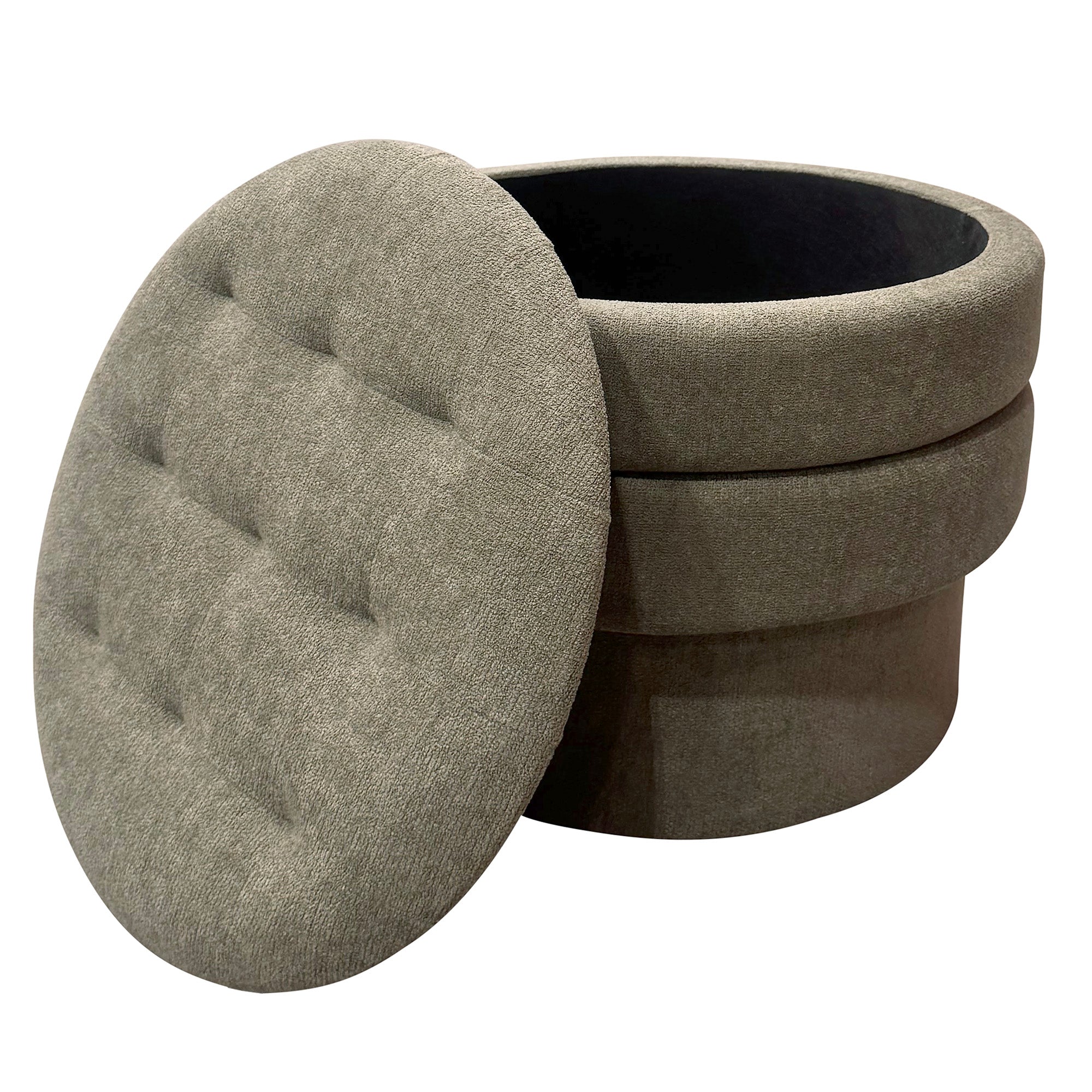 Kepler Round Storage Ottoman - Moss Green Side Table Lid-DECOROLALA