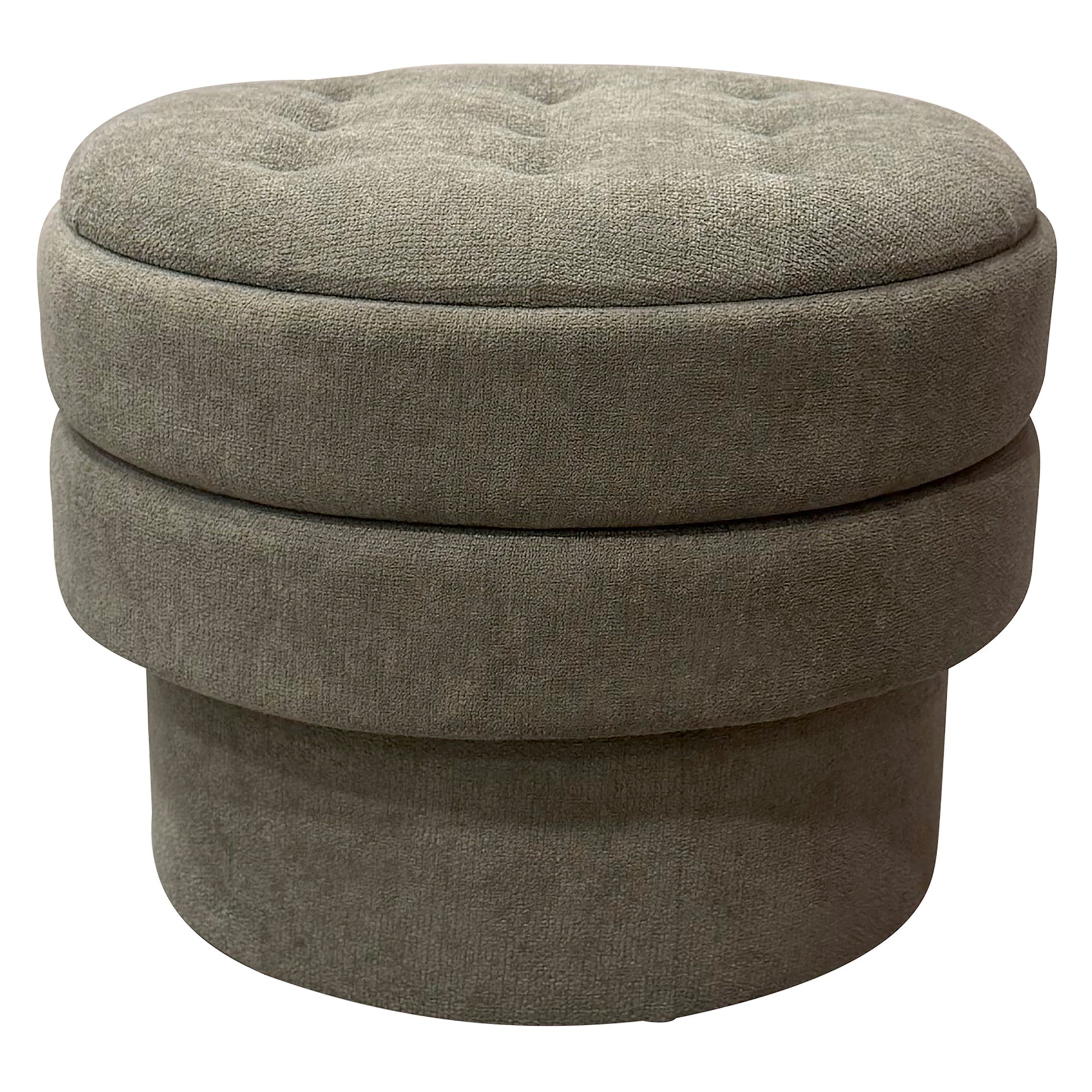 Kepler Round Storage Ottoman - Moss Green Side Table Lid-DECOROLALA