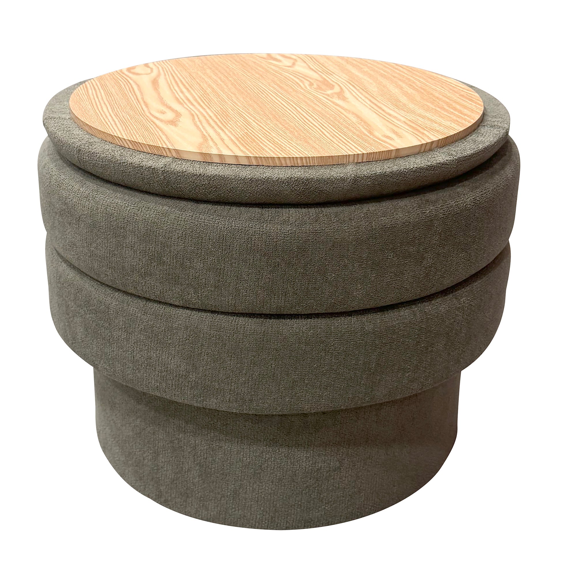 Kepler Round Storage Ottoman - Moss Green Side Table Lid-DECOROLALA