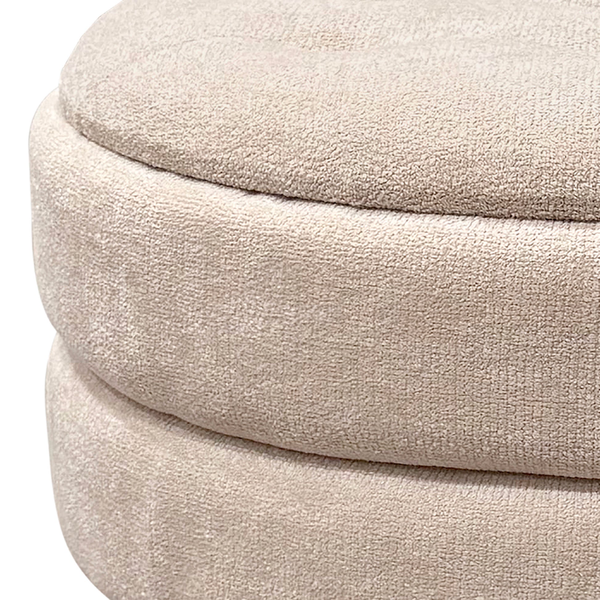 Kepler Round Storage Ottoman - Oat Tufted Lid Side Table-DECOROLALA