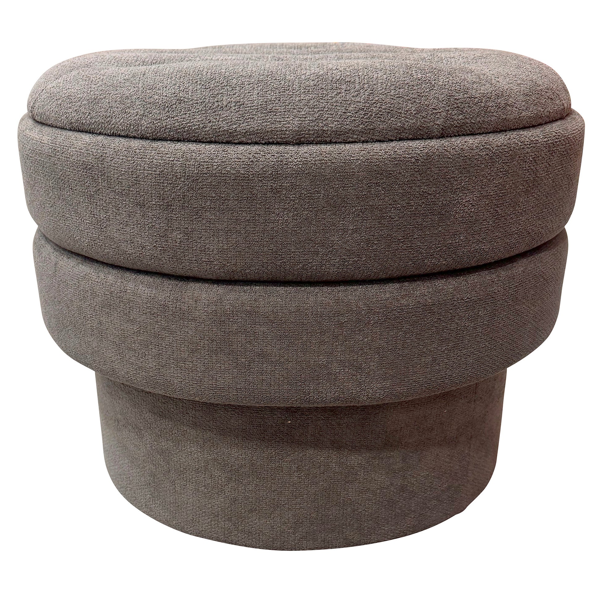 Kepler Round Storage Ottoman - Warm Charcoal Side Table Lid-DECOROLALA