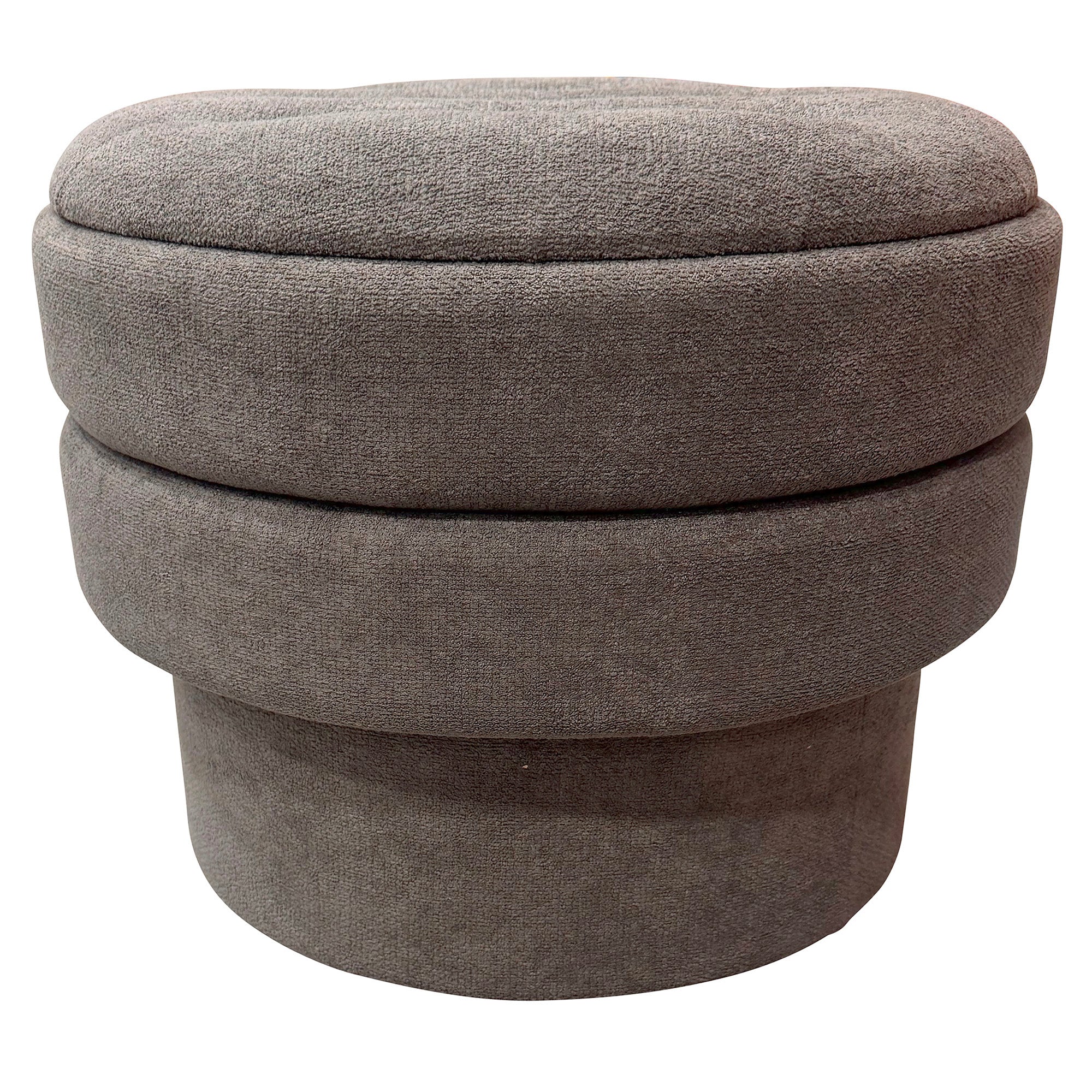 Kepler Round Storage Ottoman - Warm Charcoal Side Table Lid-DECOROLALA