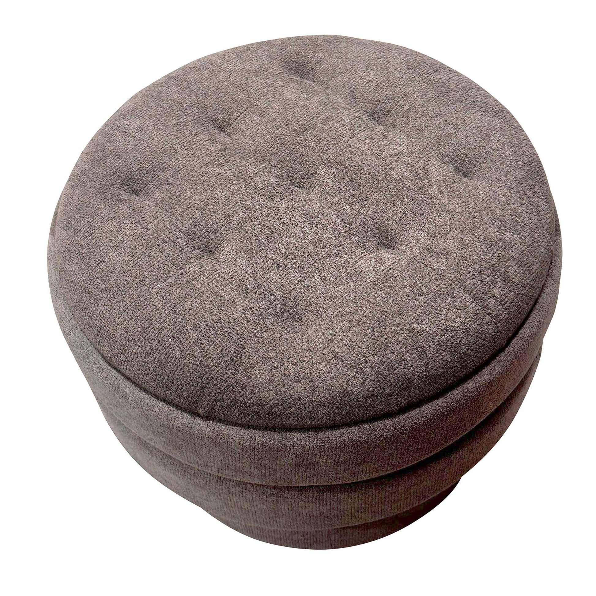 Kepler Round Storage Ottoman - Warm Charcoal Side Table Lid-DECOROLALA