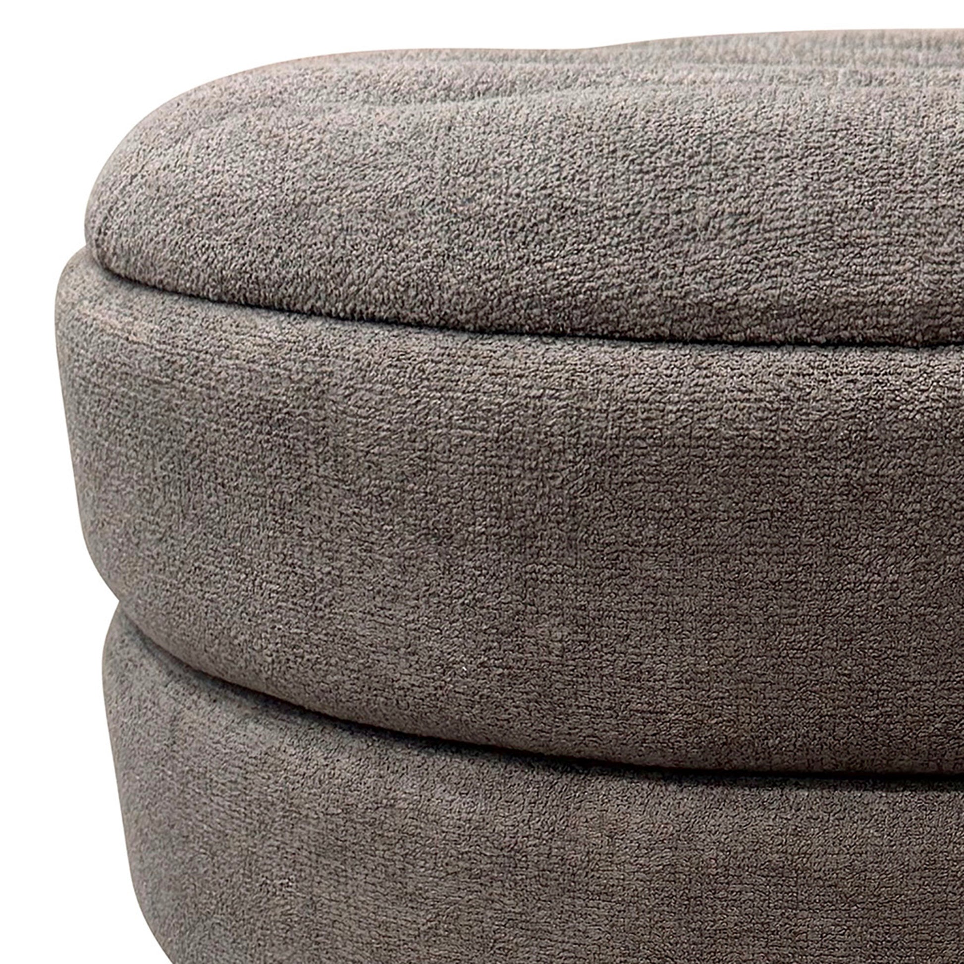 Kepler Round Storage Ottoman - Warm Charcoal Side Table Lid-DECOROLALA