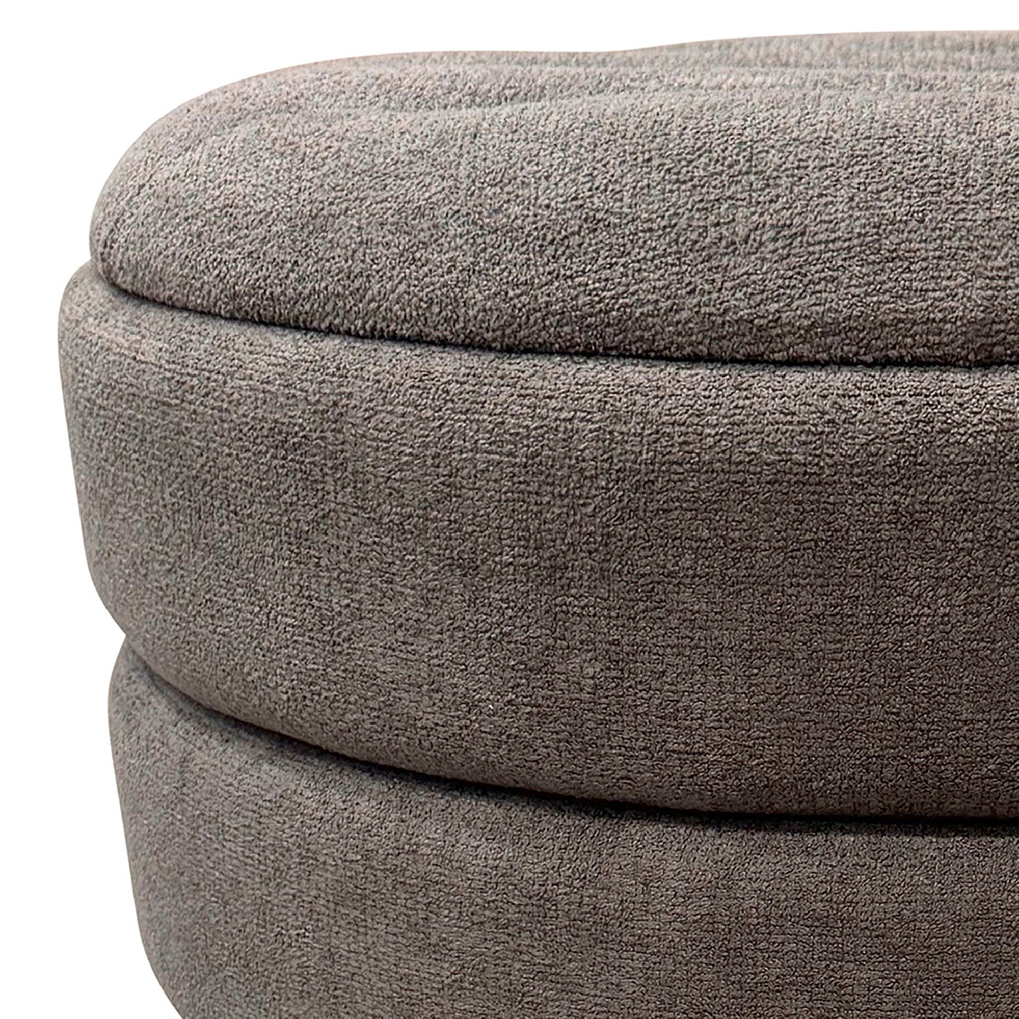 Kepler Round Storage Ottoman - Warm Charcoal Side Table Lid-DECOROLALA