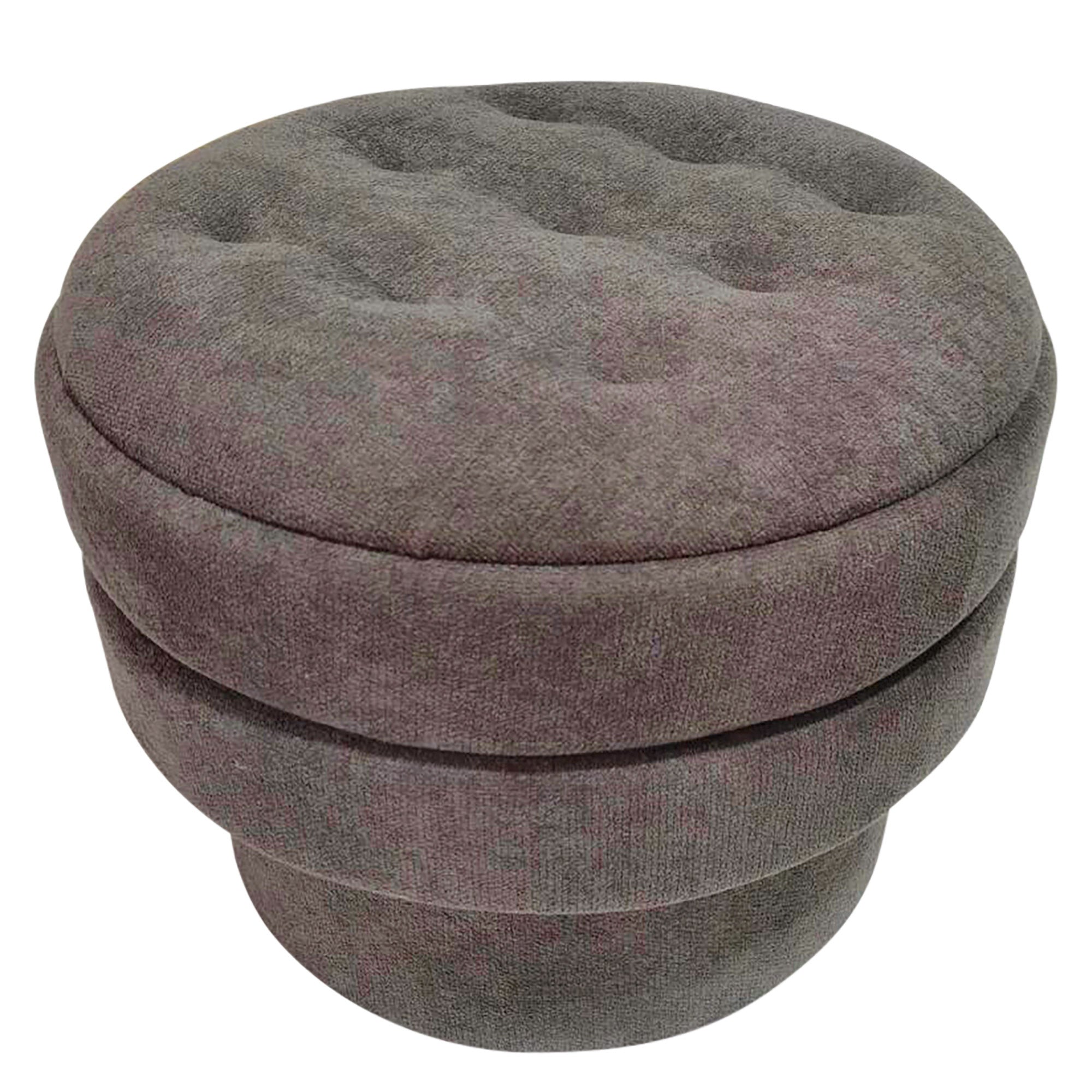Kepler Round Storage Ottoman - Warm Charcoal Side Table Lid-DECOROLALA