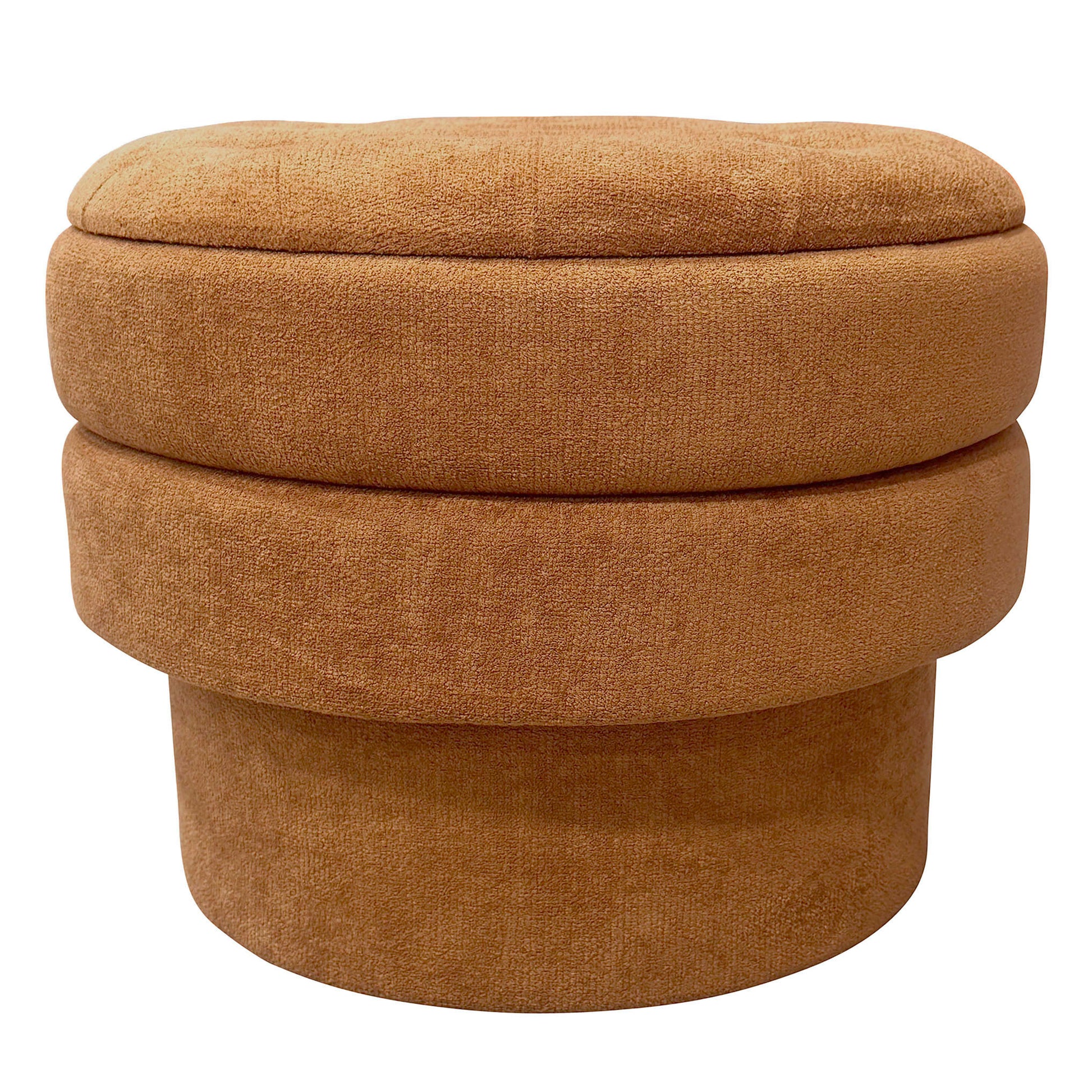 Kepler Round Storage Ottoman with Side Table Lid - Rust-DECOROLALA