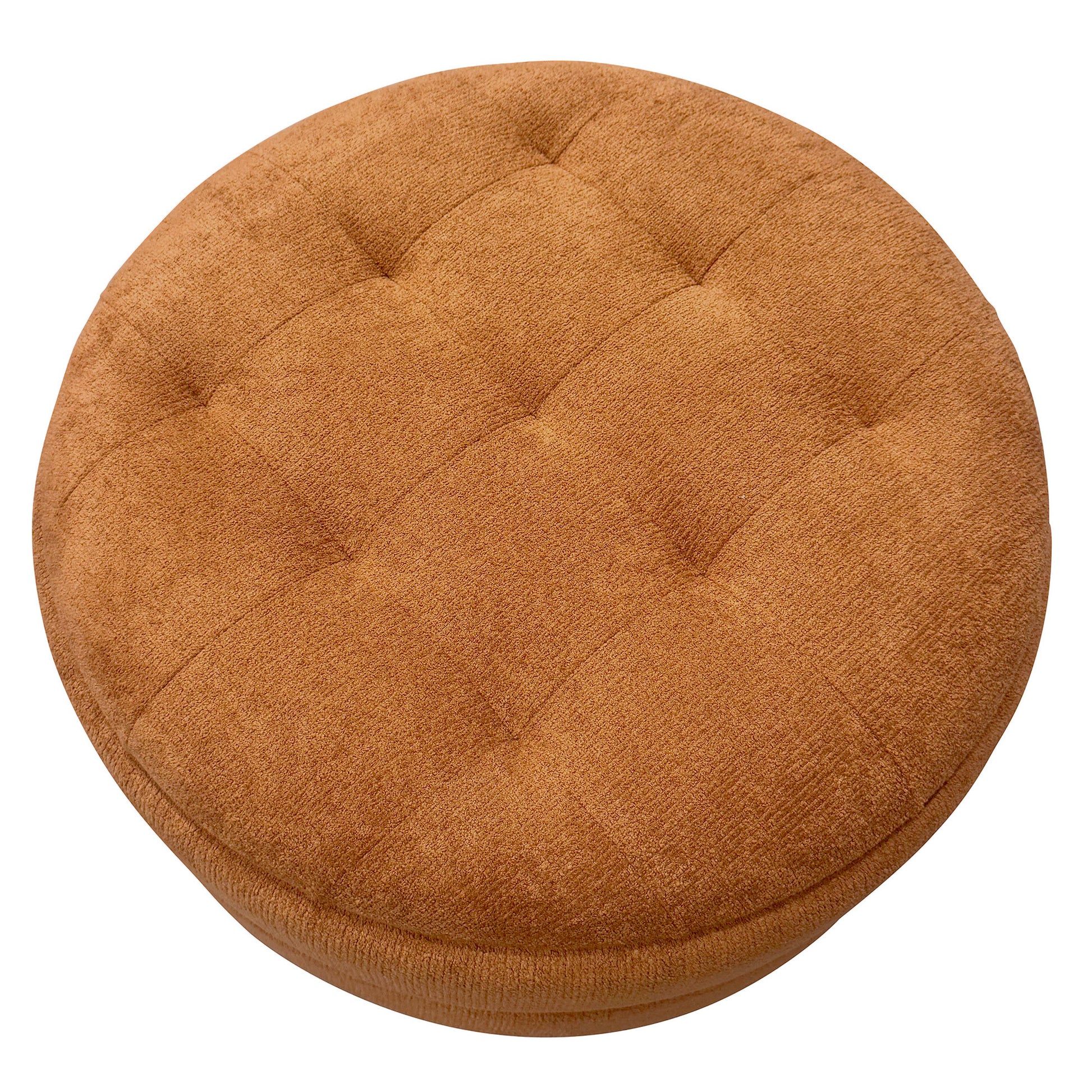 Kepler Round Storage Ottoman with Side Table Lid - Rust-DECOROLALA
