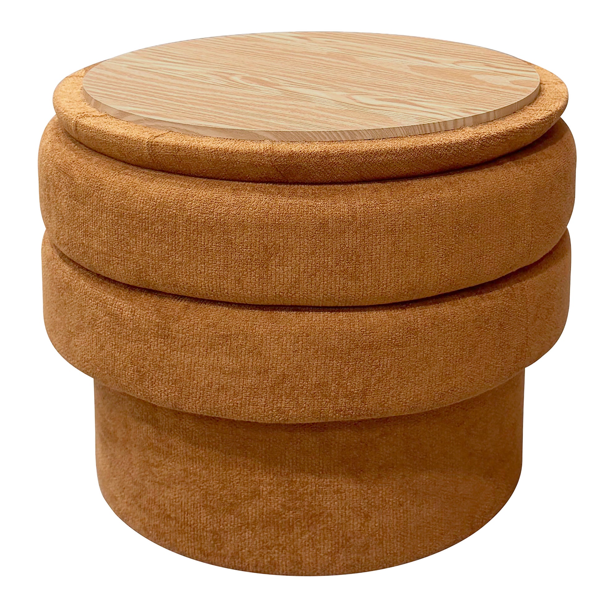 Kepler Round Storage Ottoman with Side Table Lid - Rust-DECOROLALA