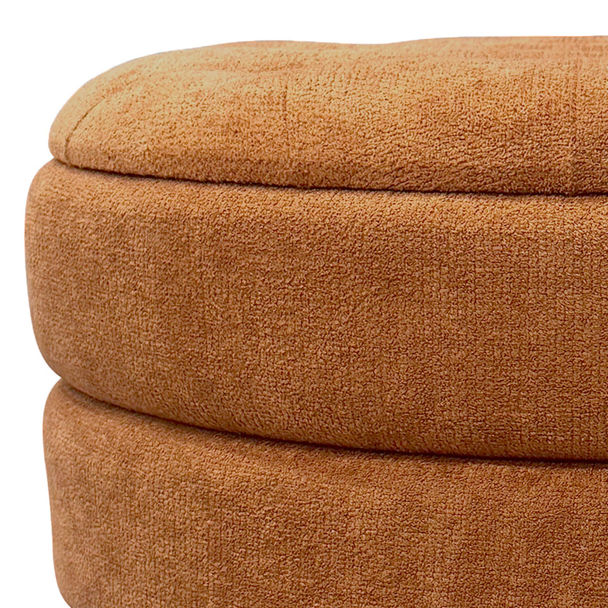 Kepler Round Storage Ottoman with Side Table Lid - Rust-DECOROLALA