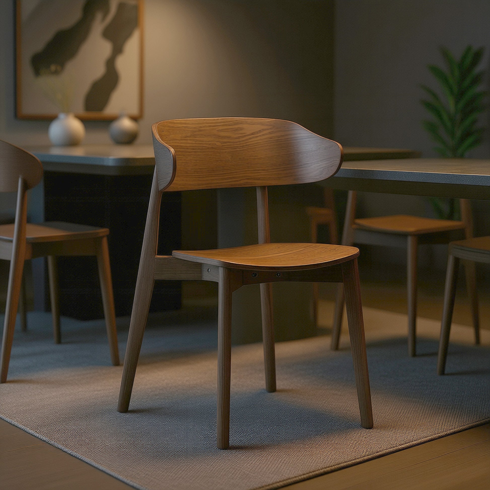 Khari Dining Chair - Walnut Mid-Century Modern Solid Wood-DECOROLALA