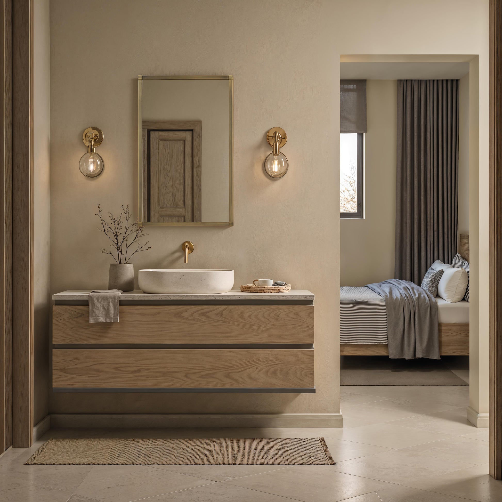 Khaya 35" H x 22" W Wall Mirror, Yellow-Mirror-DECOROLALA