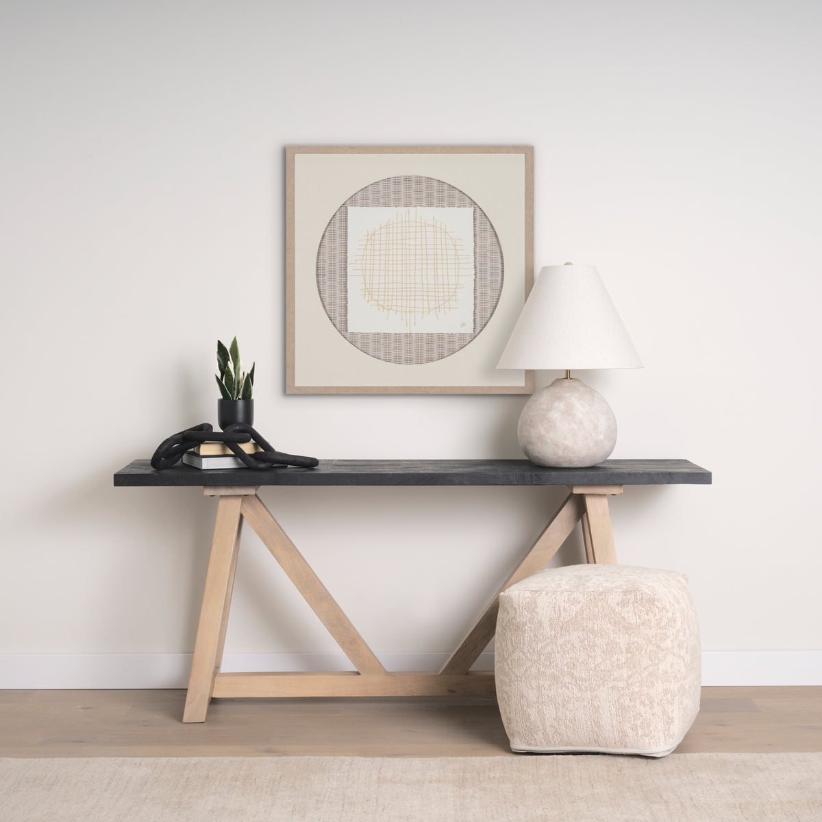 Khloe Small Cream Pouf-Poufs-DECOROLALA