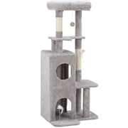 52" Cat Tree, Multi-Level Large Cat Tower House with 2-Tier Condo, Bed, Sisal Scratching Posts, Light Grey