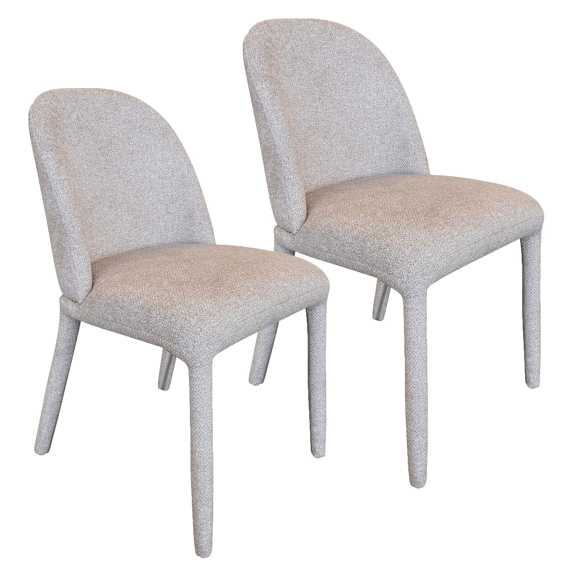 Kiara Dining Chair - Beige Textured Fabric Modern Accent Chair-DECOROLALA