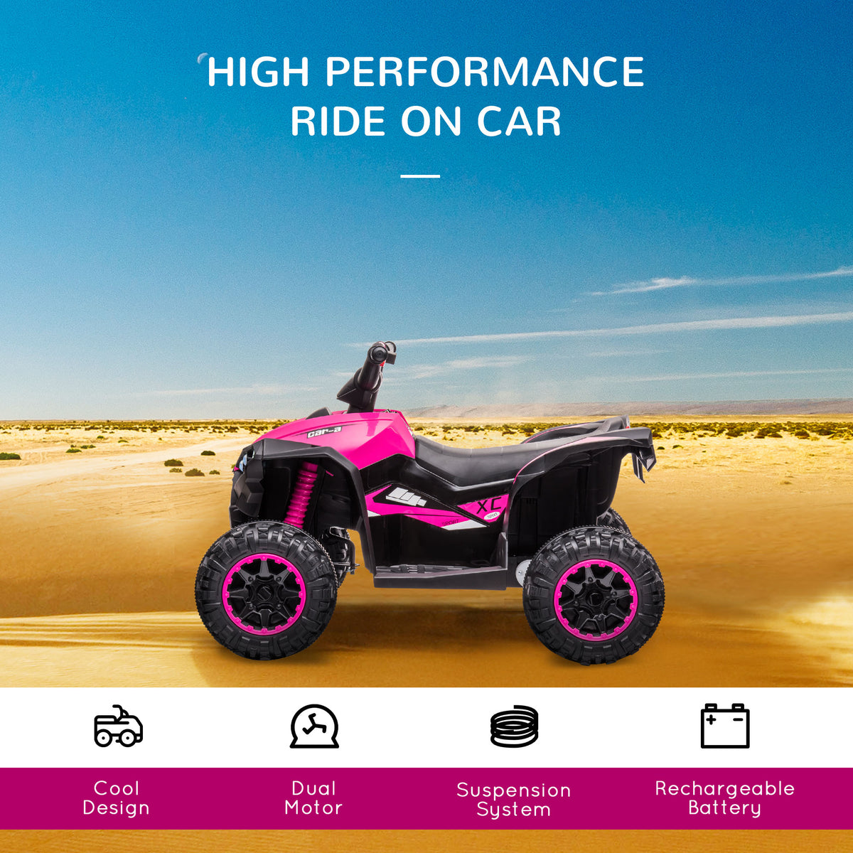 Kids 4 Wheeler Quad with Music, Headlights, High & Low Speed, Kids ATV for 3-5 Years Old Boys & Girl-Toys & Games > Baby & Toddler Toys > Electric Ride-On Toys > Electric Toy Cars-DECOROLALA