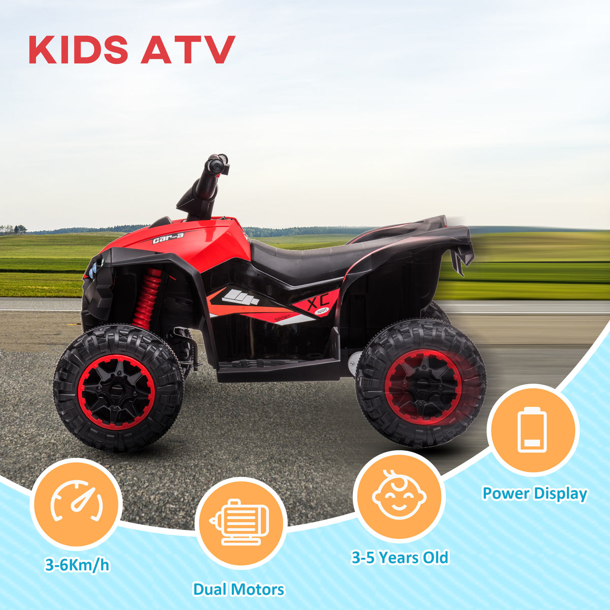 Kids 4 Wheeler Quad with Music, Headlights, High & Low Speed, Kids ATV for 3-5 Years Old Boys & Girl-Toys & Games > Baby & Toddler Toys > Electric Ride-On Toys > Electric Toy Cars-DECOROLALA